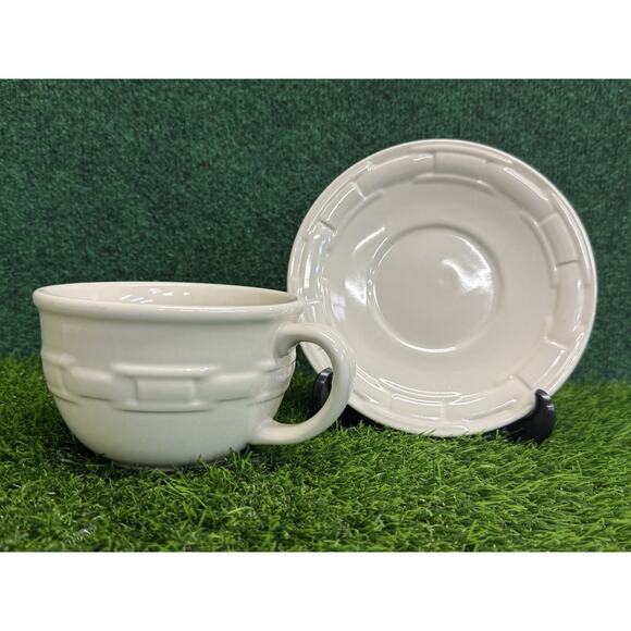 Longaberger Woven Traditions Ivory Cappuccino Cup /Soup Bowl & Saucer - Picture 2 of 7